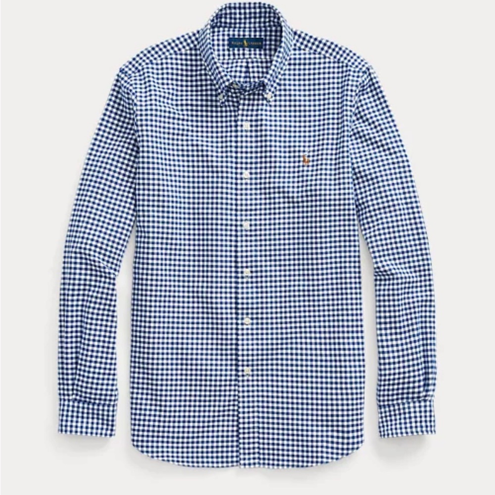 NWT  Polo Ralph Lauren Men’s  Classic Fit Gingham Oxford Shirt, Sz L